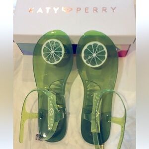 Katy Perry Green Jelly Sandals with Lime 🍋‍🟩 Design
